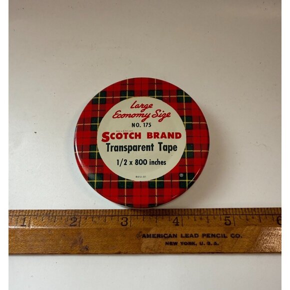Vintage Scotch Brand Transparent Tape 1/2" x 800" Large Economy size no 175 Tin - Picture 6 of 7